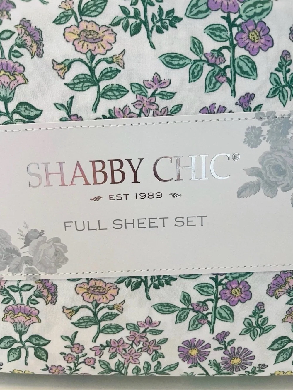 Shabby Chic Full Size Mountain Floral Sheet Set Purple Pink Yellow Flowers